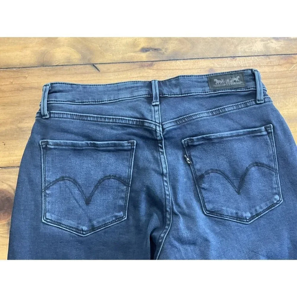 Levi Straight Mid Rise Stretch Blue Jeans Dark Wash Womens Size 8 - Picture 7 of 11